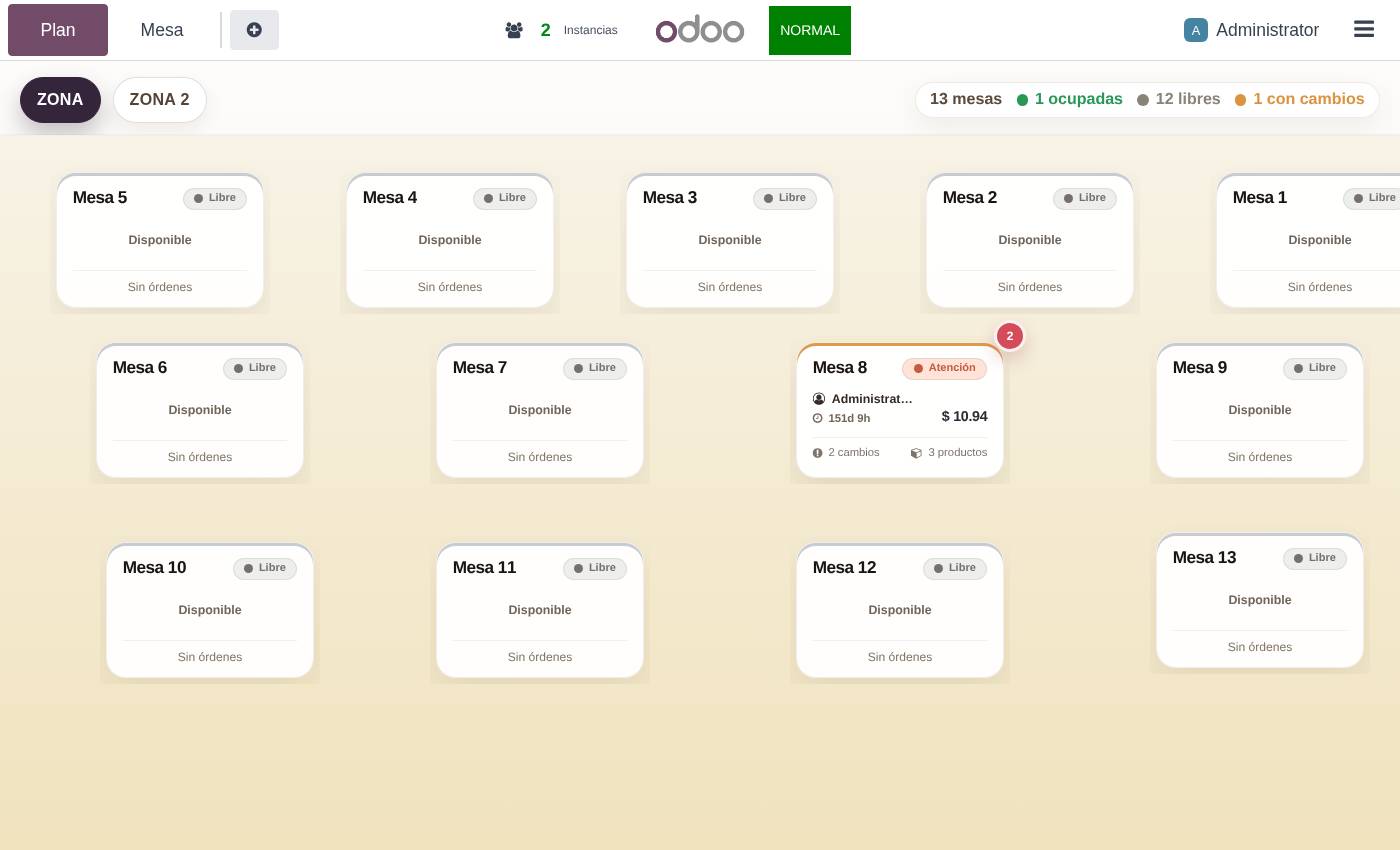 Punto de venta real de restaurante en Odoo 18